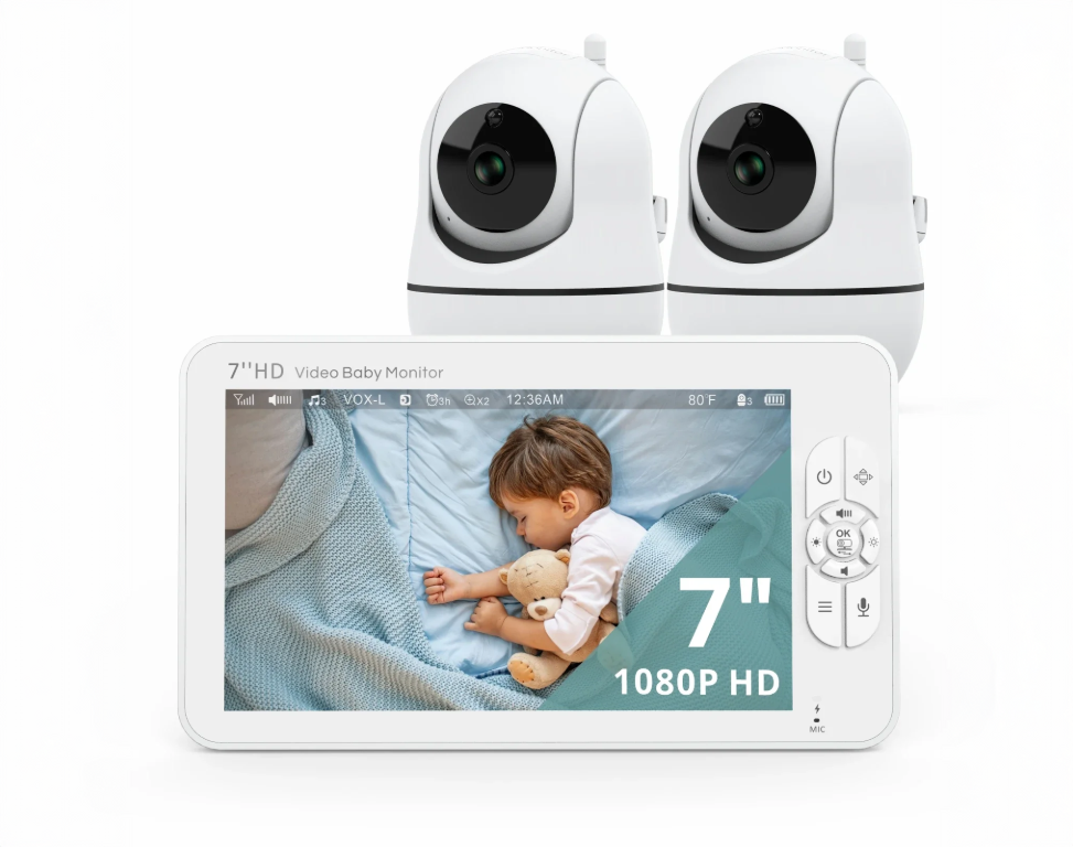 Wireless Babyvakt med Kamera Split Screen HD Babymonitor 7''