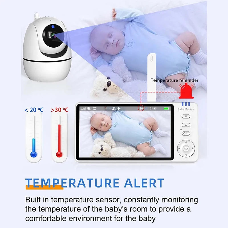 BabyMonitor med mörkerseende kamera 5 tum barnvakt