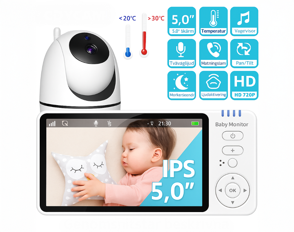 BabyMonitor med HD-barnvaktskamera
