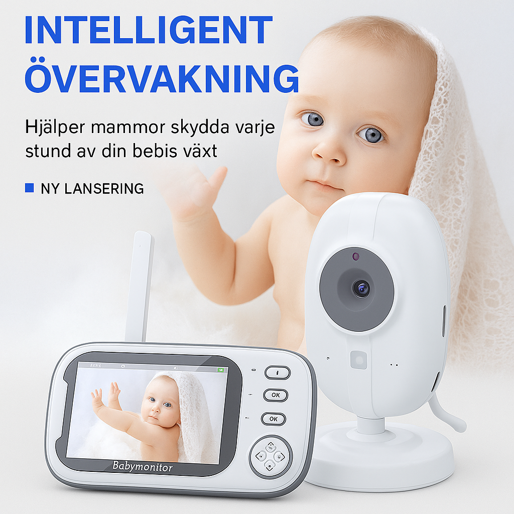 Trådlös babymonitor med mörkerseende och temperaturövervakning