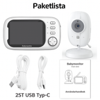 Trådlös babymonitor med mörkerseende och temperaturövervakning