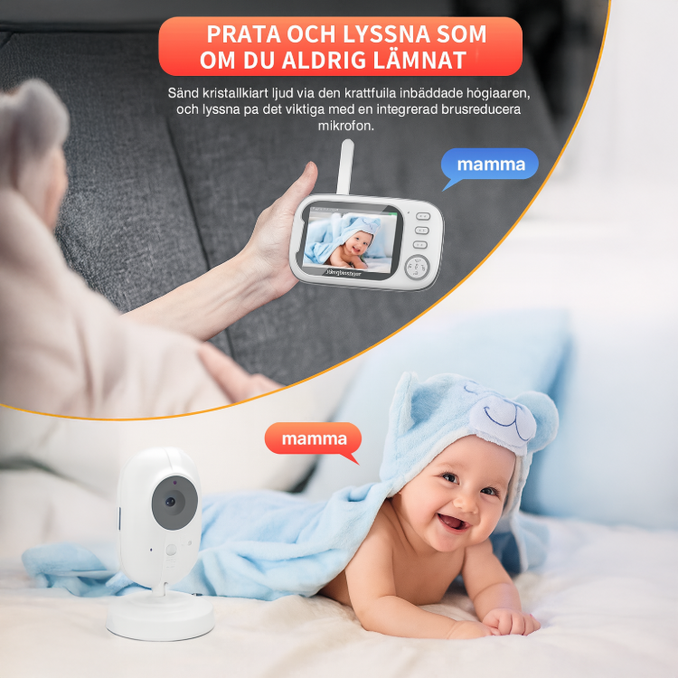 Trådlös babymonitor med mörkerseende och temperaturövervakning