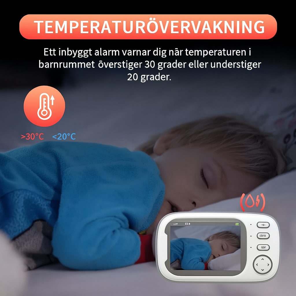 Trådlös babymonitor med mörkerseende och temperaturövervakning