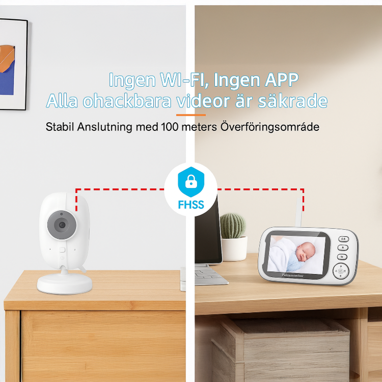 Trådlös babymonitor med mörkerseende och temperaturövervakning